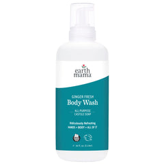 Earth Mama Ginger Fresh pump close-up for easy foaming hand wash.