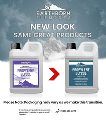 Earthborn Elements Propylene Glycol container on shelf conveys bulk, economical coolant base