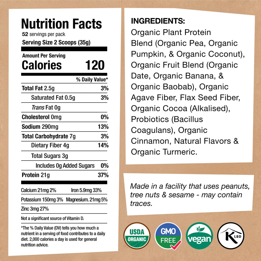 EarthChimp plain unsweetened protein powder in bag ready to blend
