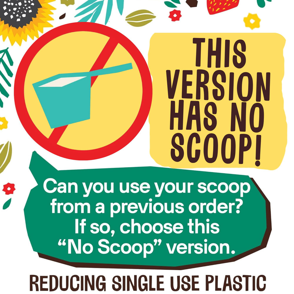 EarthChimp dairy-free gluten-free protein powder label emphasizes allergy-friendly choice