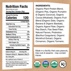 EarthChimp probiotics-added vegan protein bottle label signals gut-friendly option