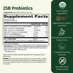EarthFirst Organic Probiotic bottle cap close-up highlighting regenerative organic certification.