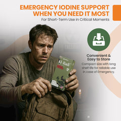 EarthNutri KI-Radi tablets in an emergency kit, ready for use.