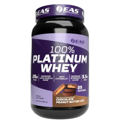EAS 100% Platinum whey bottle for post-workout recovery.