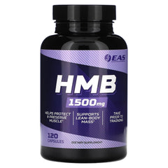EAS HMB 1500mg bottle close-up highlighting lean muscle support.