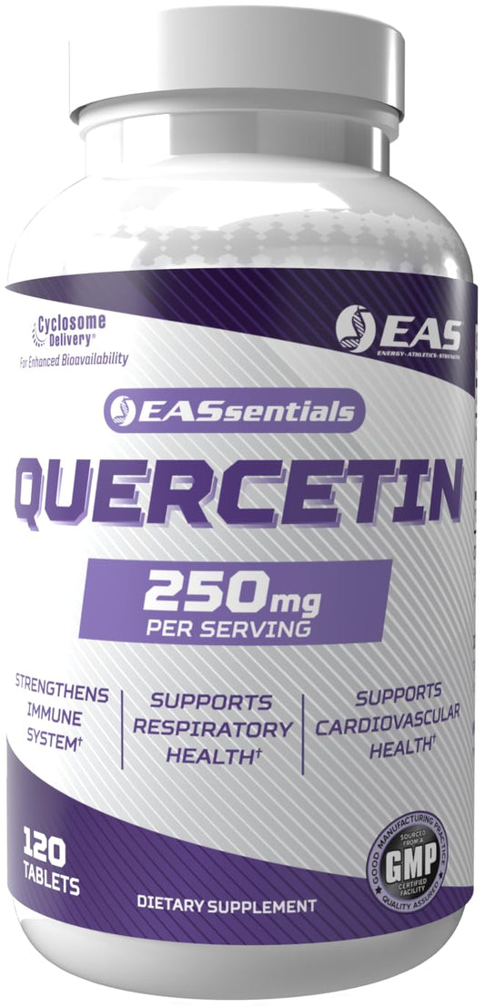 EAS Quercetin 250mg bottle front showing packaging and improved absorption concept