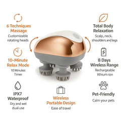 EaseHead electric scalp massager demonstrates bidirectional kneading with rotating heads