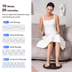 EaseZen foot massager remote control enabling easy mode and intensity adjustments.