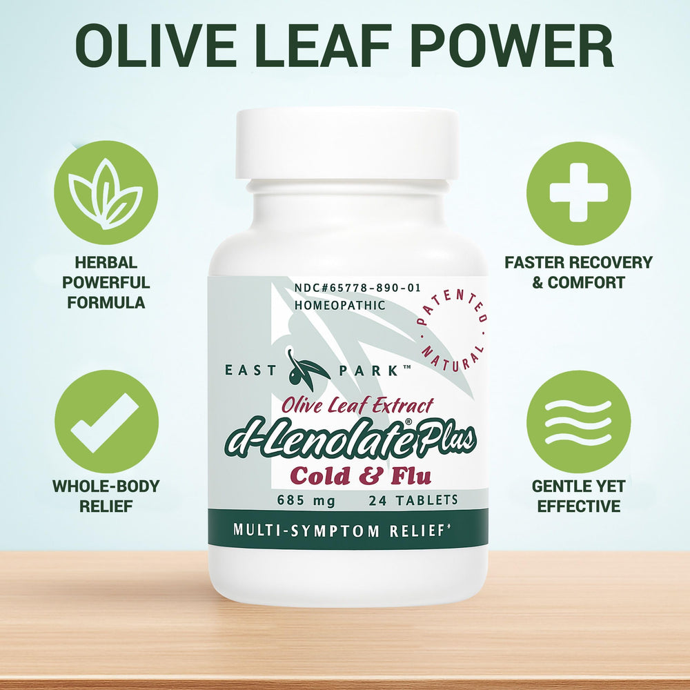 East Park d-Lenolate Plus with olive leaf extract, a natural herbal blend.