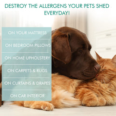 Hand applying Easy Air Organic Allergy Relief Spray for quick relief