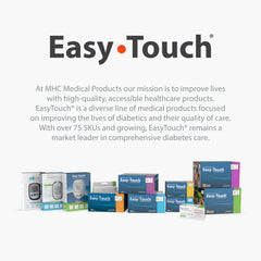 Easy Touch test strips in use with home diabetes monitoring setup