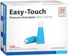 Easy Touch pressure activated safety lancet demonstrates compact design for safe, convenient at-home sampling.