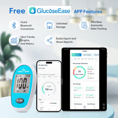 Easy@Home GlucoseEase app interface showing daily trend insights.