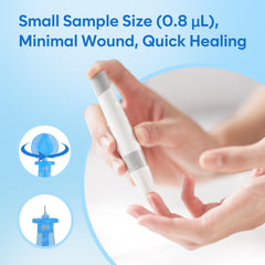 Easy@Home lancet device close-up for painless sampling.