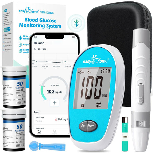 Easy@Home wireless glucose monitor kit for convenient home testing.