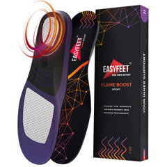 EASYFEET Flame Boost arch-support insoles provide enhanced stability during runs.