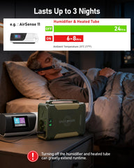 EasyLonger ES960 CPAP Battery in use with AirSense 11 to illustrate off-grid reliability.