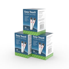 EasyTouch glucose test strips front view for at-home testing.