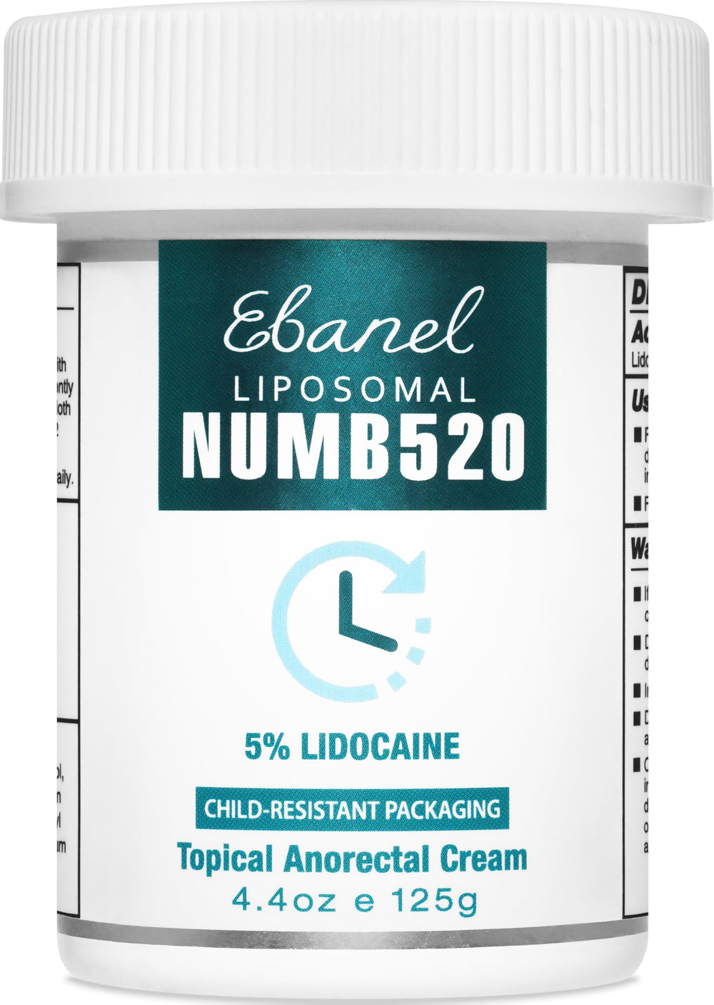 Ebanel 5% lidocaine numbing cream bottle for fast temporary relief.