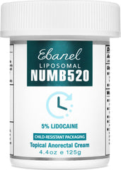 Ebanel 5% lidocaine numbing cream bottle for fast temporary relief.