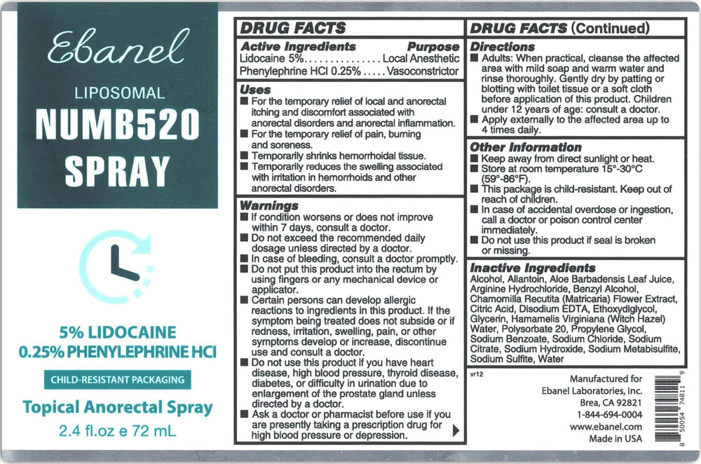 Product applying to hemorrhoid area for relief with Ebanel spray.