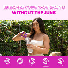 EBOOST POW label close-up showing non-GMO and gluten-free promise