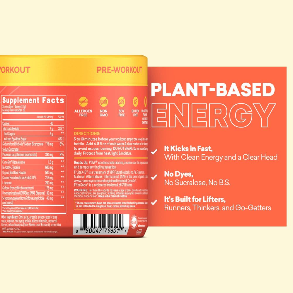 Shaker bottle with peach nectar drink after mixing EBOOST POW.