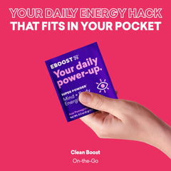 Vitamins and minerals iconography with EBOOST Acai Pomegranate ingredients.
