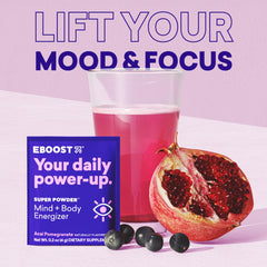 Morning routine with EBOOST Acai Pomegranate for a light lift.