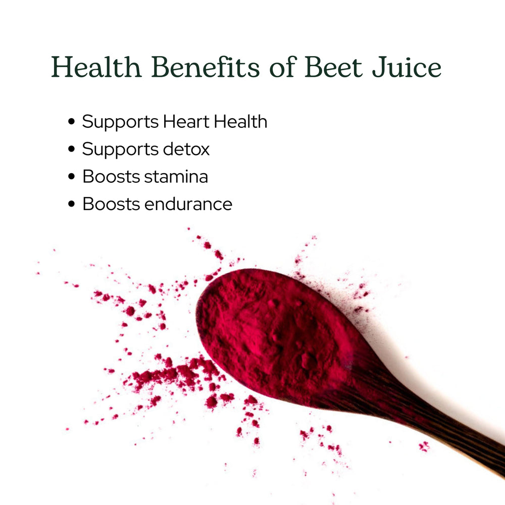 Eclectic Institute Beet Juice Powder label highlights organic, non-GMO ingredients.