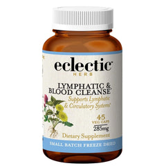 Eclectic Institute Lymph & Blood Cleanse bottle shows high-potency herbal detox support.