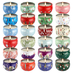ECLHTLNY Christmas candles Santa tin enhances festive decor with cozy, long-lasting aroma.