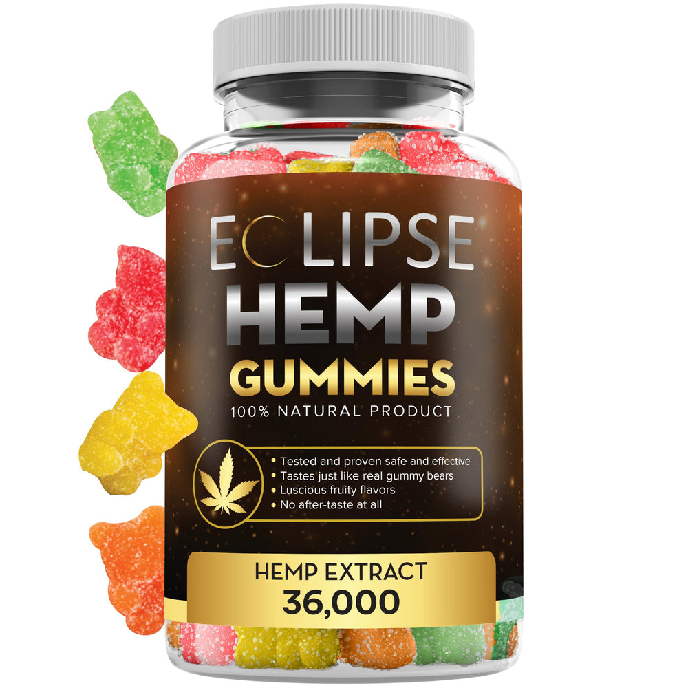 Eclipse Hemp Gummies bottle front showing 60-count pack for daily wellness
