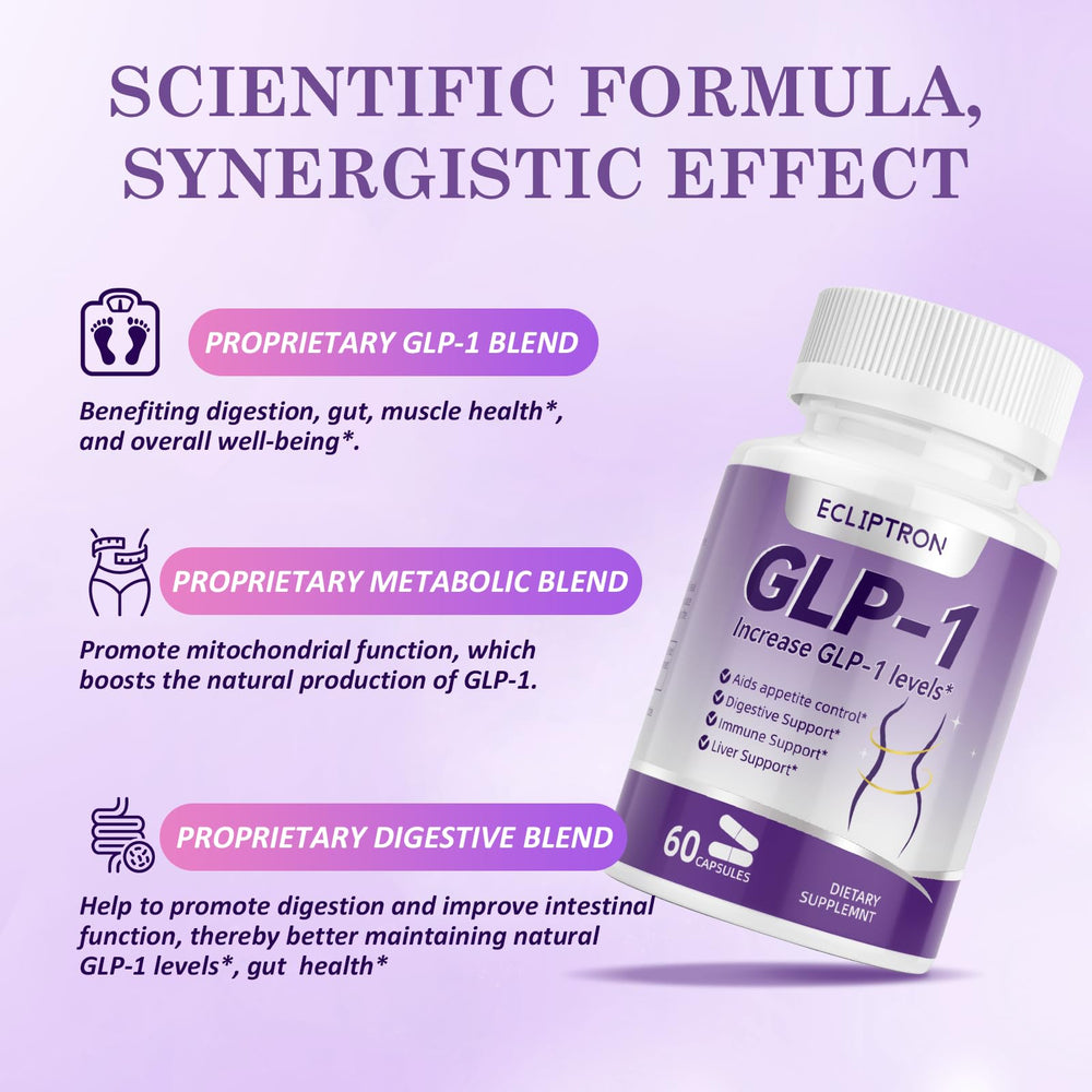 Ecliptron GLP-1 bottle with capsules, designed for safe daily use.