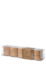 Eco Candle Co tea light amber pack showcases long-lasting clean burn for warm ambience.