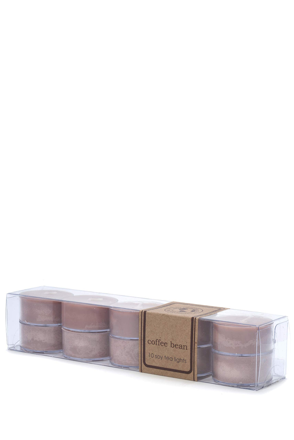 Eco Candle Co tea light pack with coffee bean and hazelnut scent for cozy ambience.