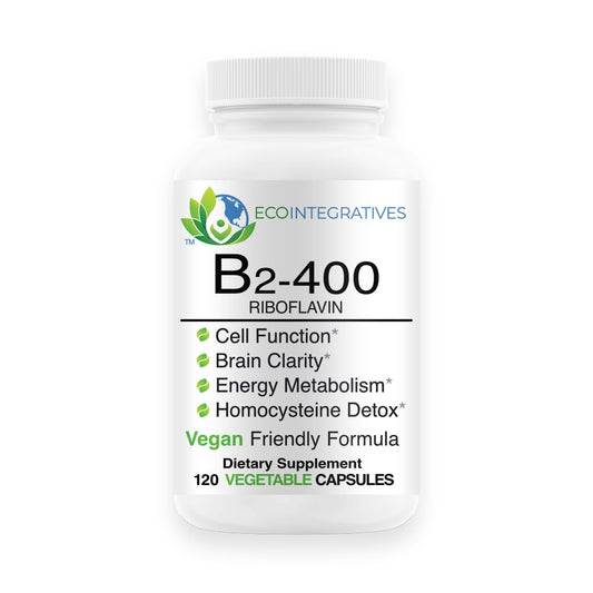 EcoIntegratives B2-400 bottle displaying high-dose riboflavin for energy support