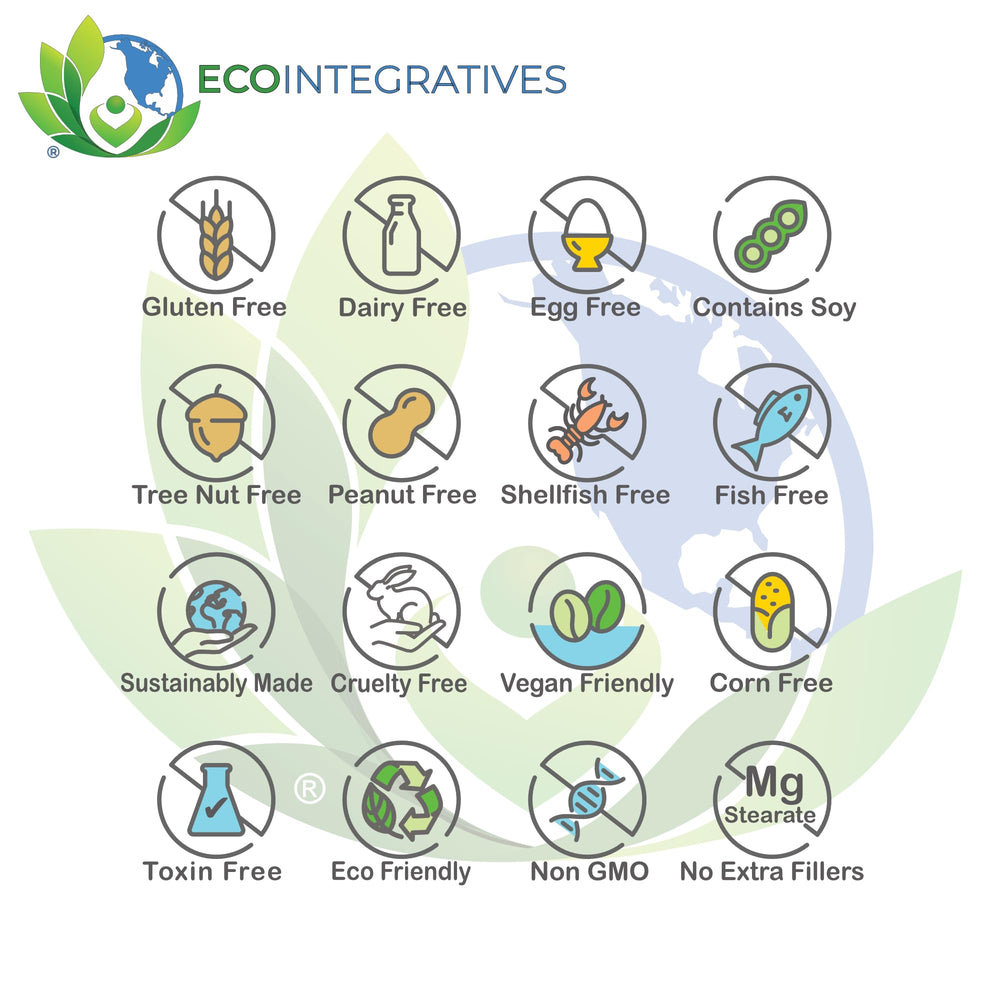 EcoIntegratives capsule row on wooden surface for easy dosing.