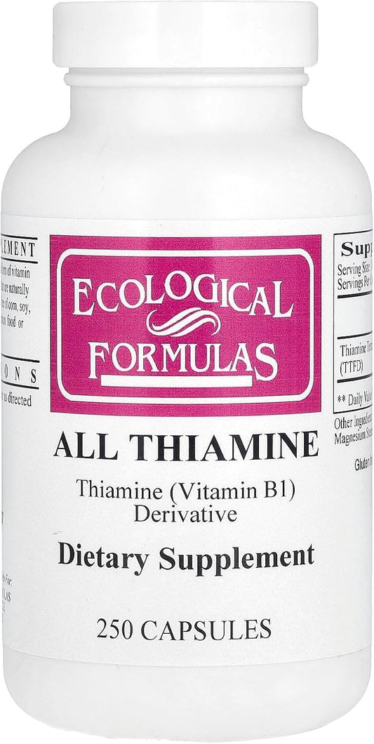 Ecological Formulas Allithiamine bottle front view for daily vitamin B1 support.