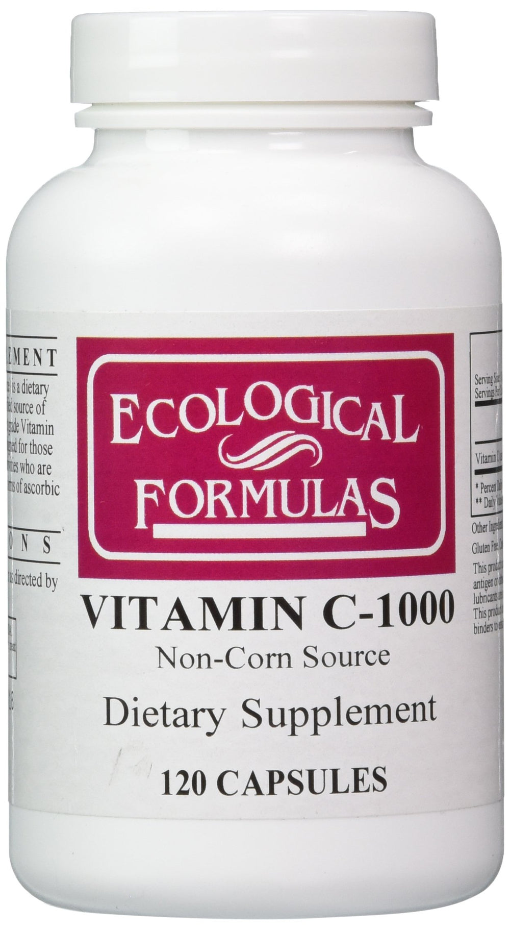 Ecological Formulas Cardiovascular Vitamin C-1000 capsules front view for daily wellness.