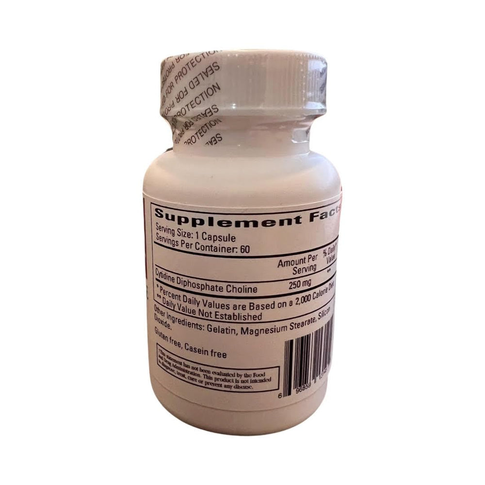 Close-up of Ecological Formulas Cytidine Choline capsules, convenient daily wellness option.