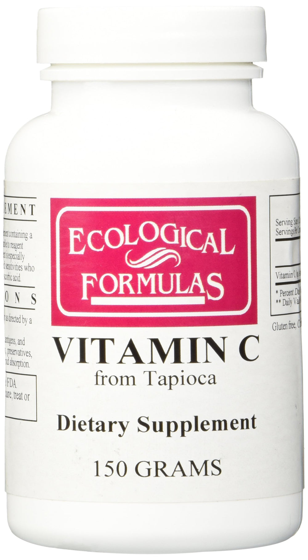 Ecological Formulas Vitamin C Tapioca powder jar for daily, high-purity vitamin C.