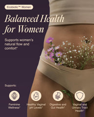 Ecosh Women's Probiotic bottle side view highlighting capsules for daily wellness.