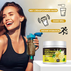 EDBOBOU Lemon Electrolyte powder dissolving smoothly in water.