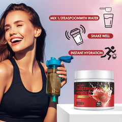 Athlete using EDBOBOU electrolyte powder during workout.