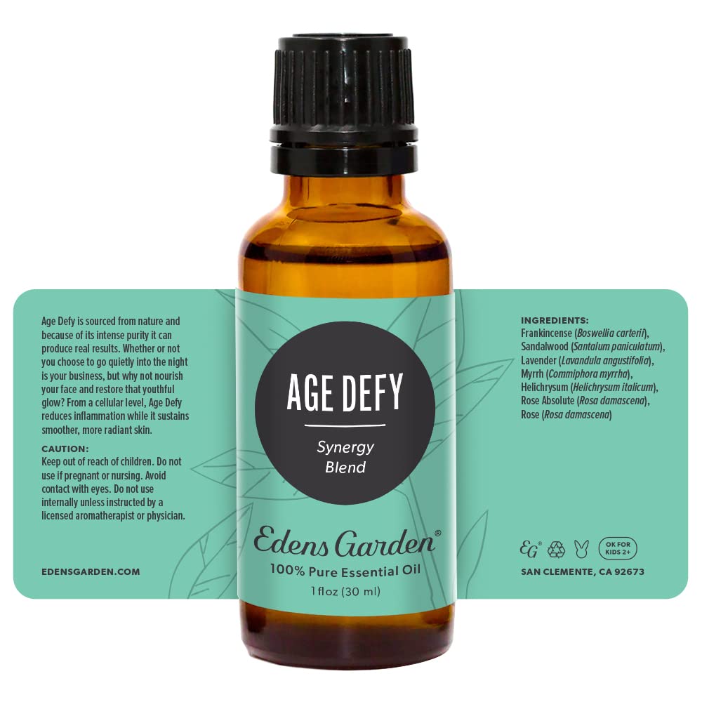 Edens Garden Age Defy massage application showing simple facial technique.