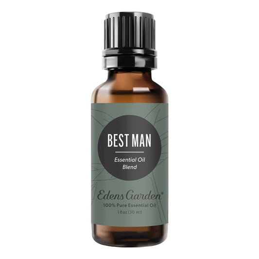 Edens Garden Best Man bottle closeup—premium purity for diffusers, skincare, or candles
