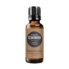 Edens Garden Cedarwood Virginian essential oil bottle pour supports grounding and focus