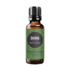 Edens Garden Davana essential oil bottle, top view, ideal for diffusion and ambient fragrance.