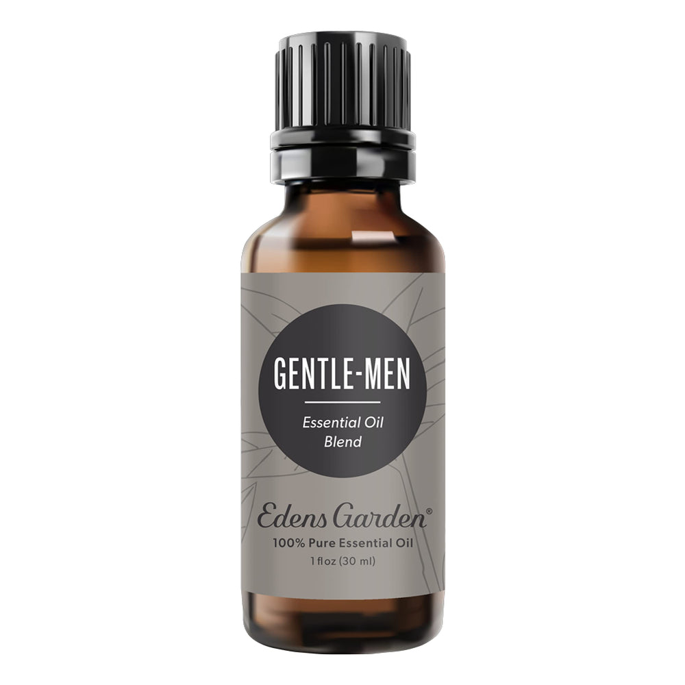 Edens Garden Gentle-Men bottle label shows bold masculine aroma for personal fragrance